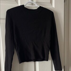 Black Ribbed Long Sleeve Top